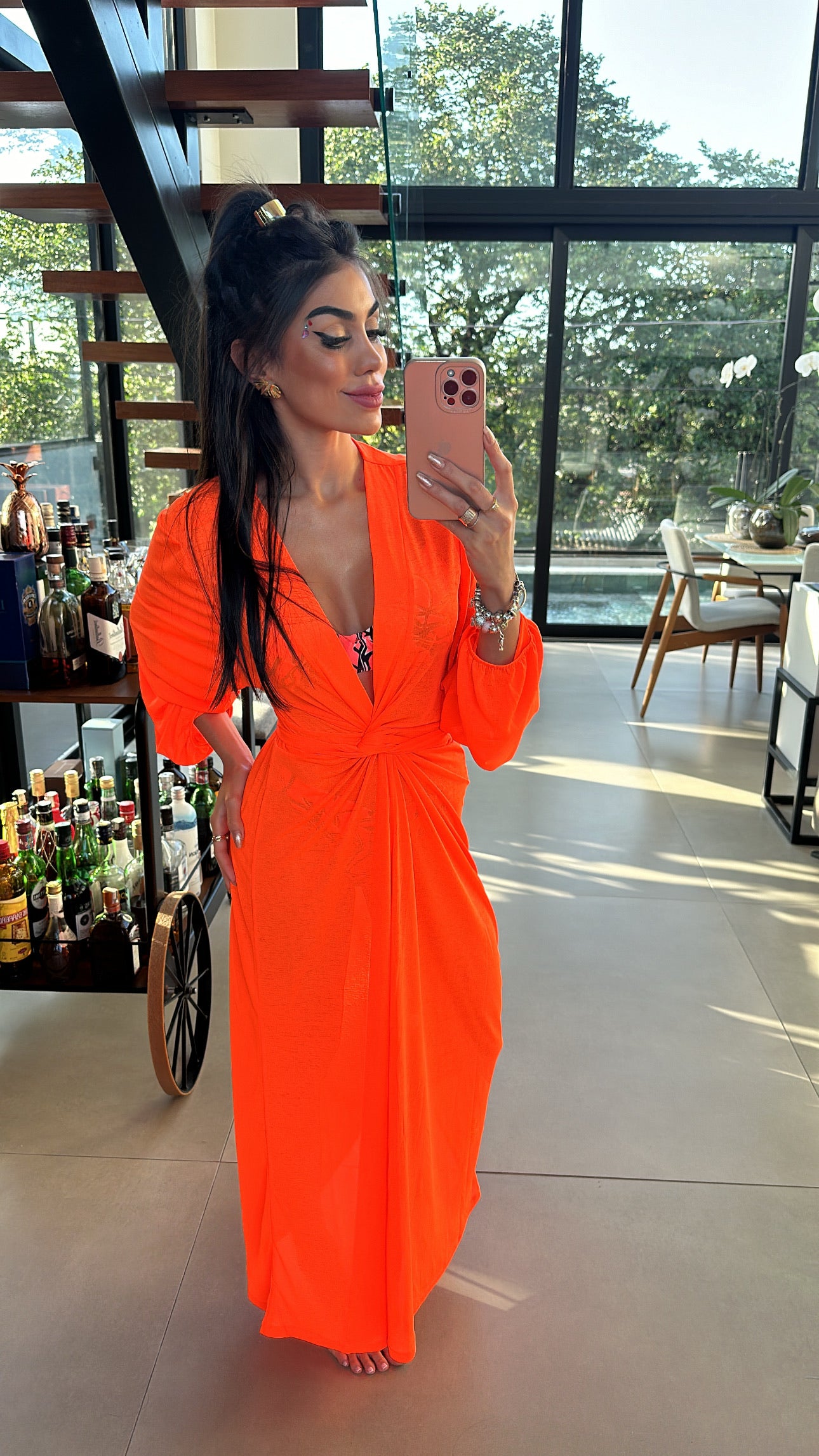 Saída de Praia Fiorella Blazer Laranja Neon