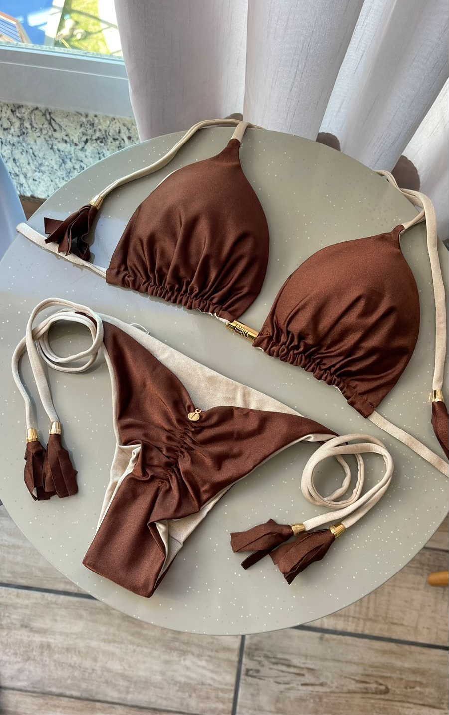 Biquini Elloah Glow Marrom/Dourado
