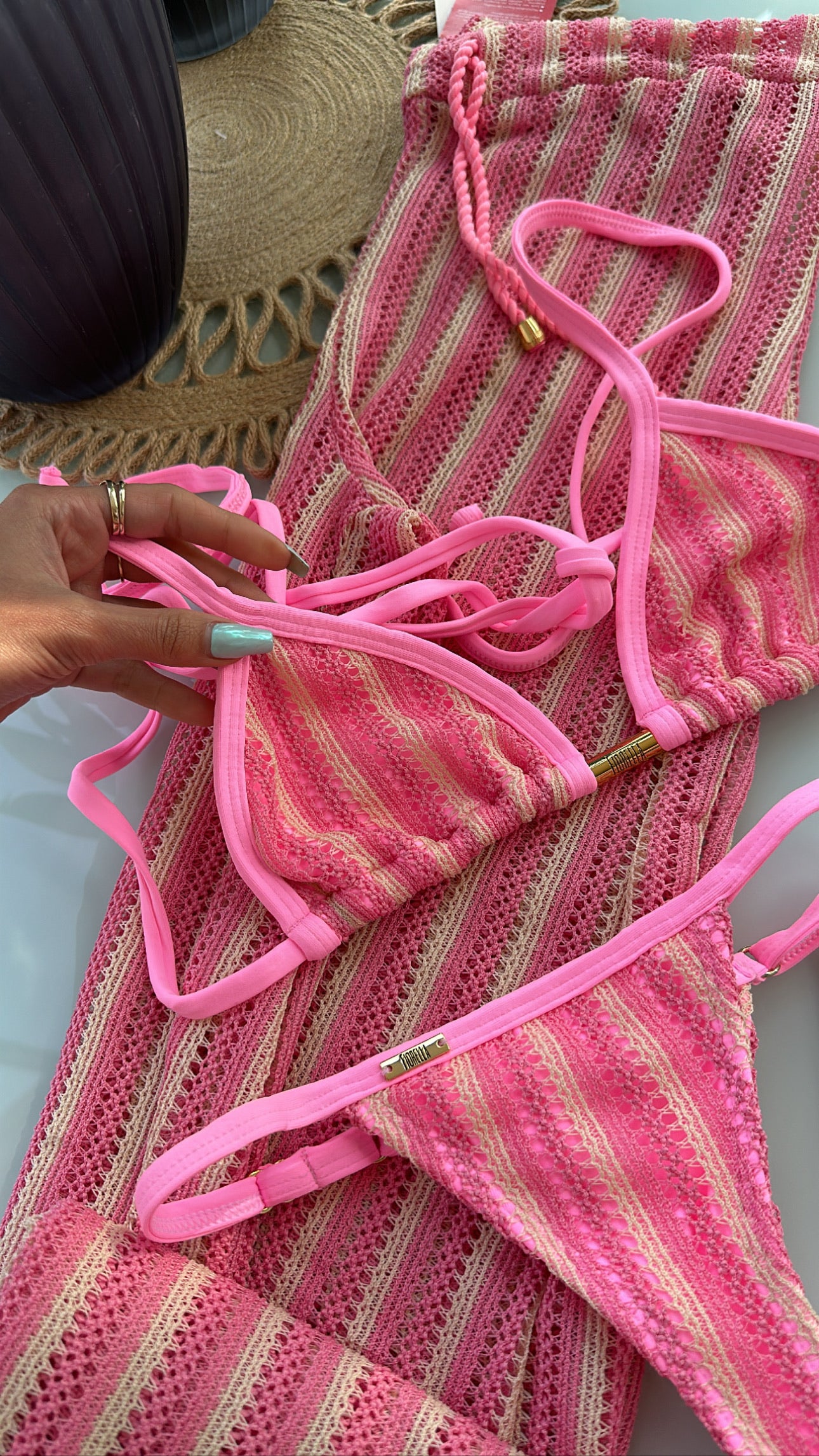 Biquini Fiorella Anitta Tricot Bali Rosa Tutti Frutti