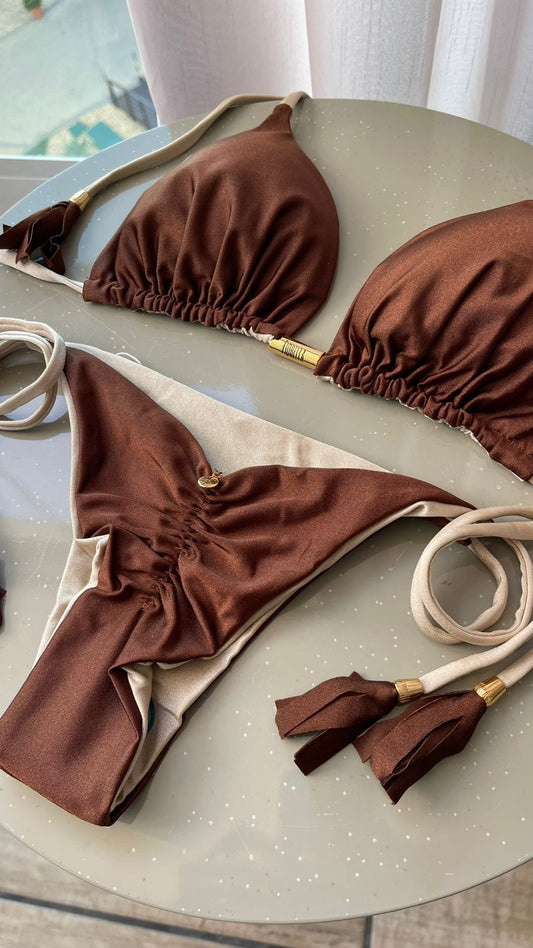 Biquini Elloah Glow Marrom/Dourado