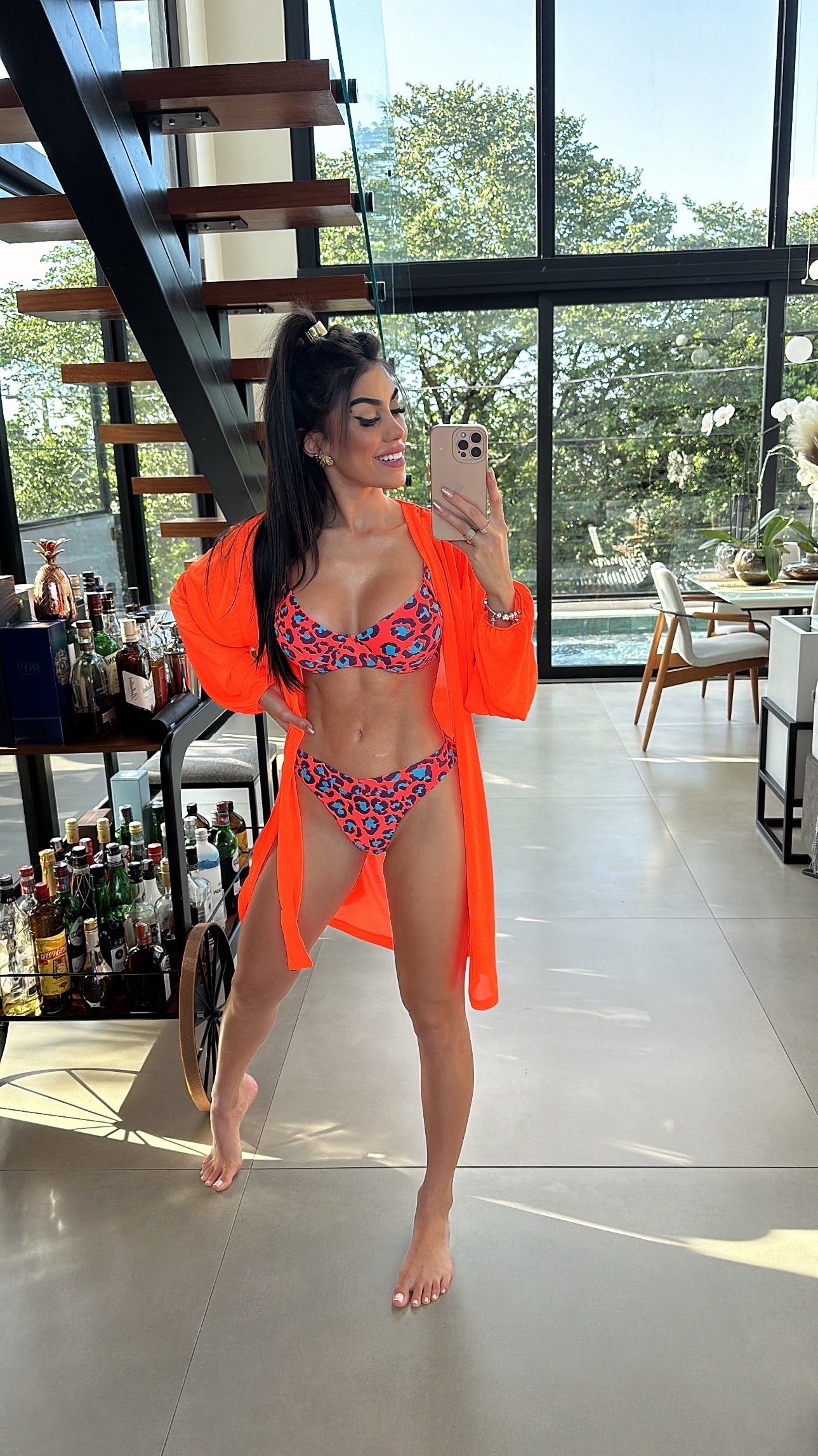 Biquini Fiorella Marry Animal Print Orange/Tiffany