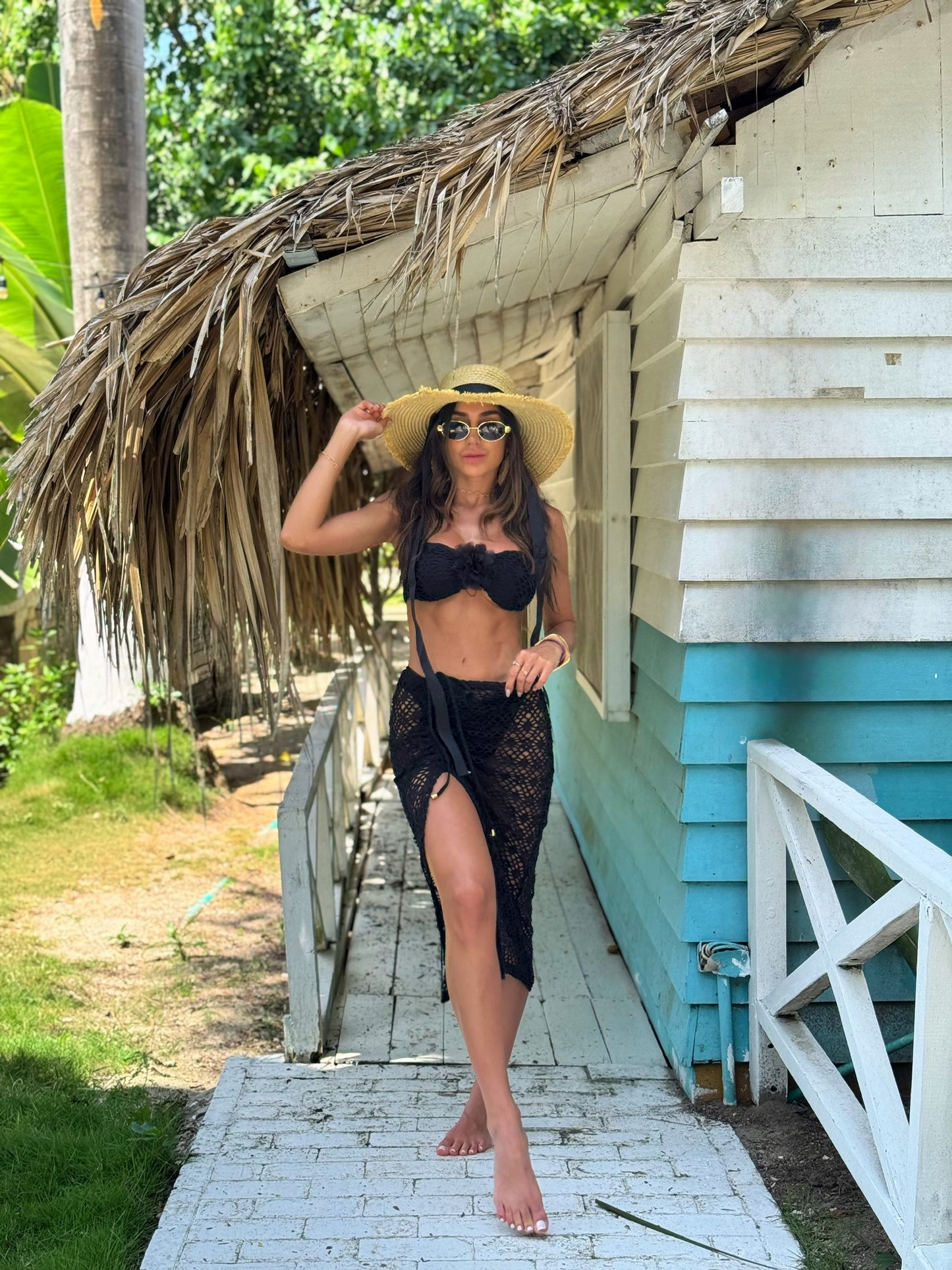 Saia Midi Coconut Preta