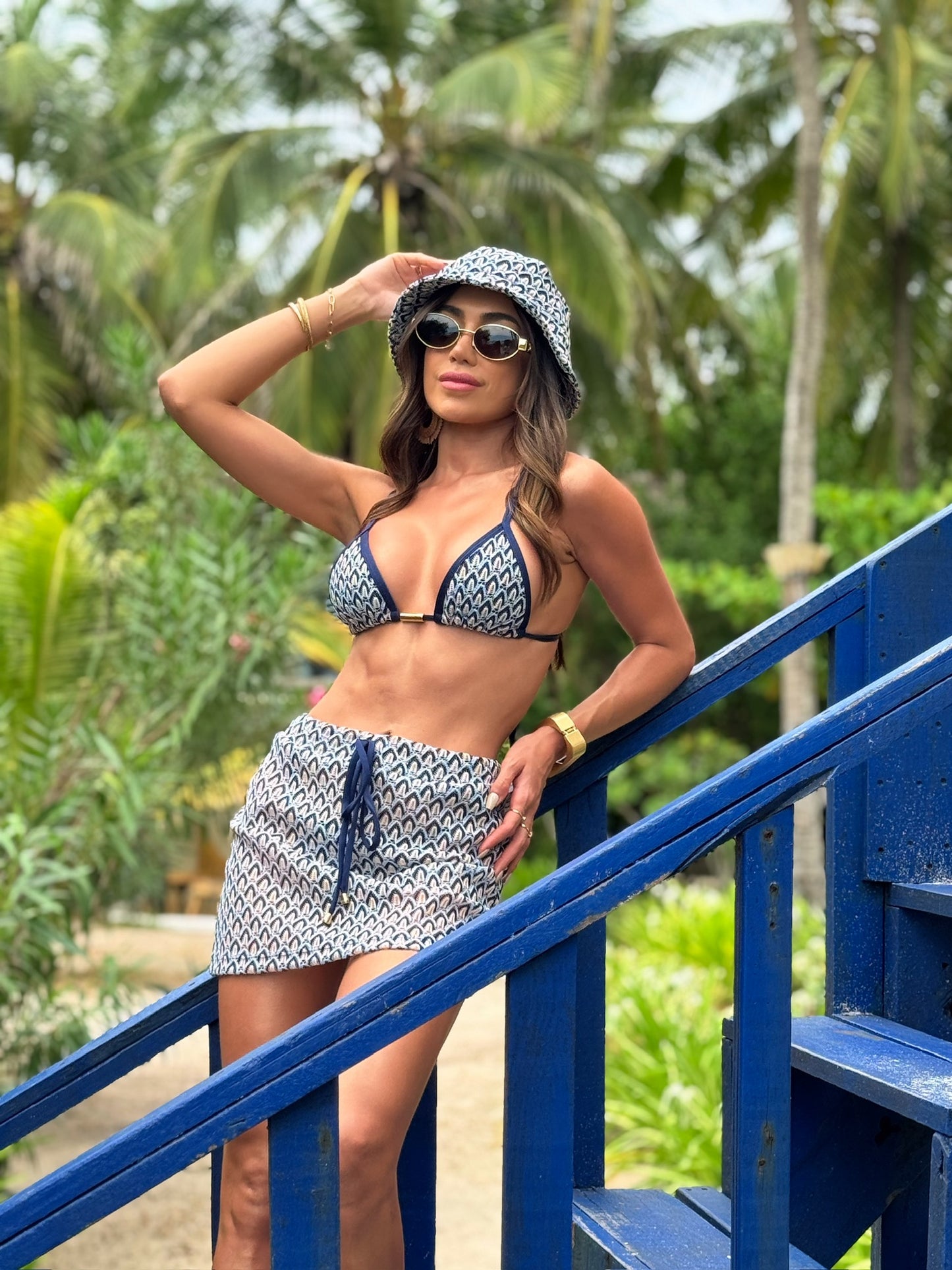 Mini Saia Tricot Cartagena Azul Marinho