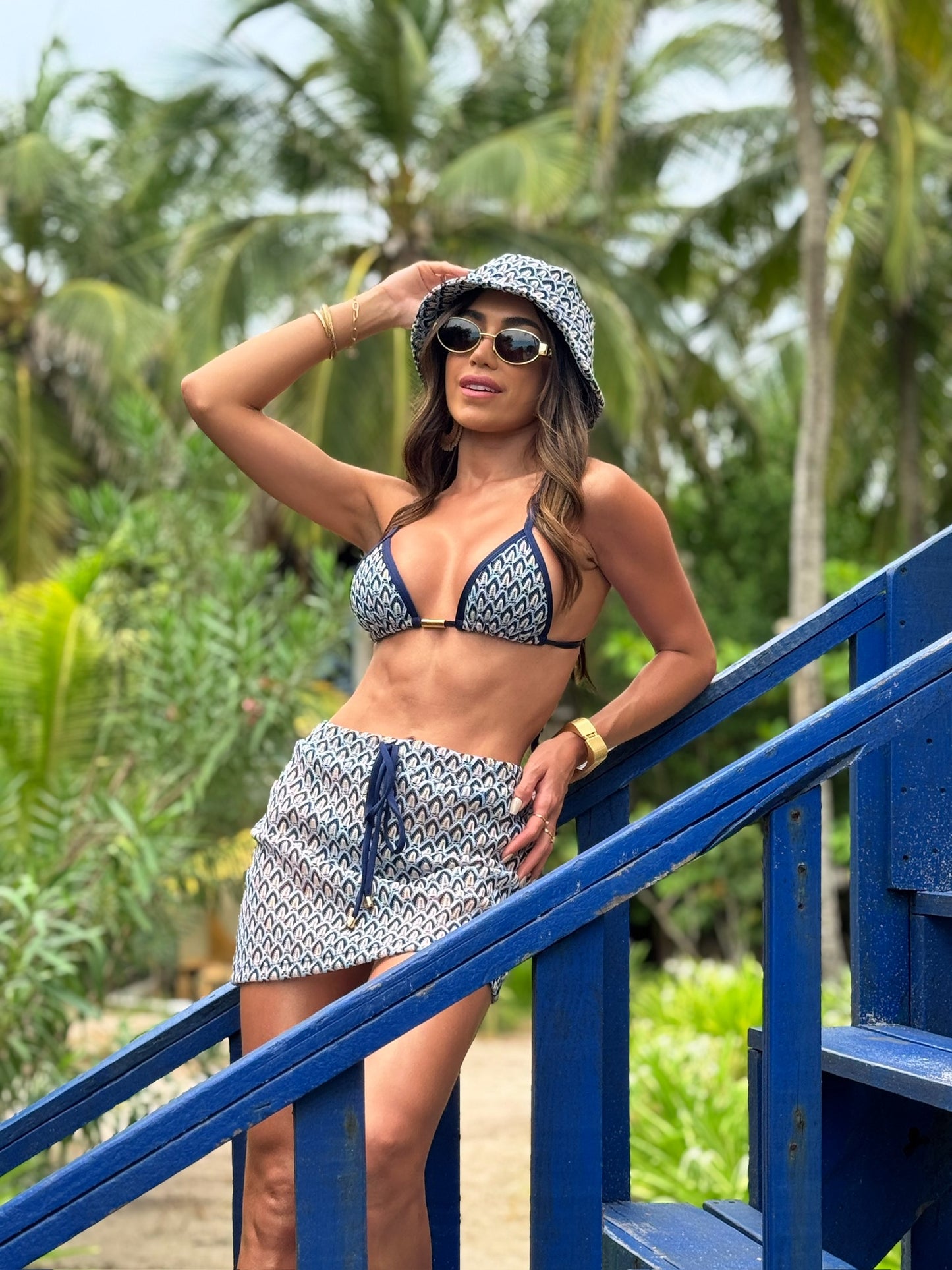 Mini Saia Tricot Cartagena Azul Marinho