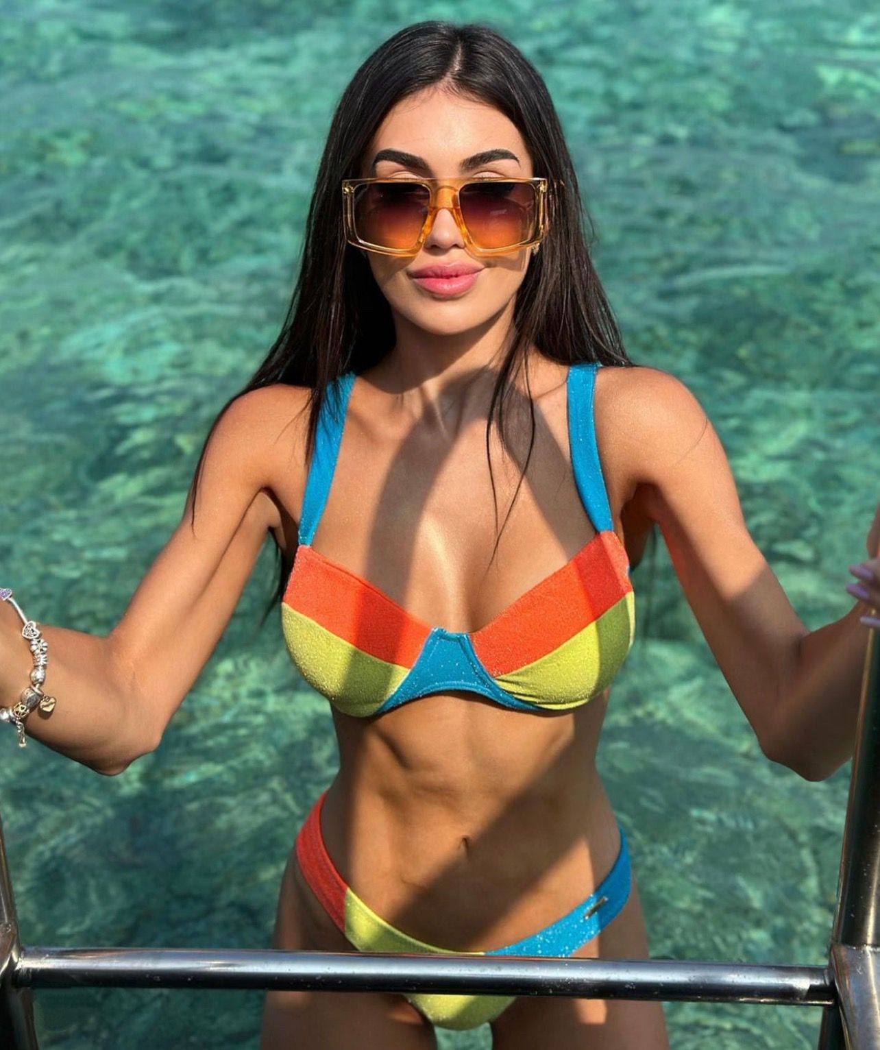 Biquini Fiorella Zahra Lurex Laranja/Amarelo/Azul