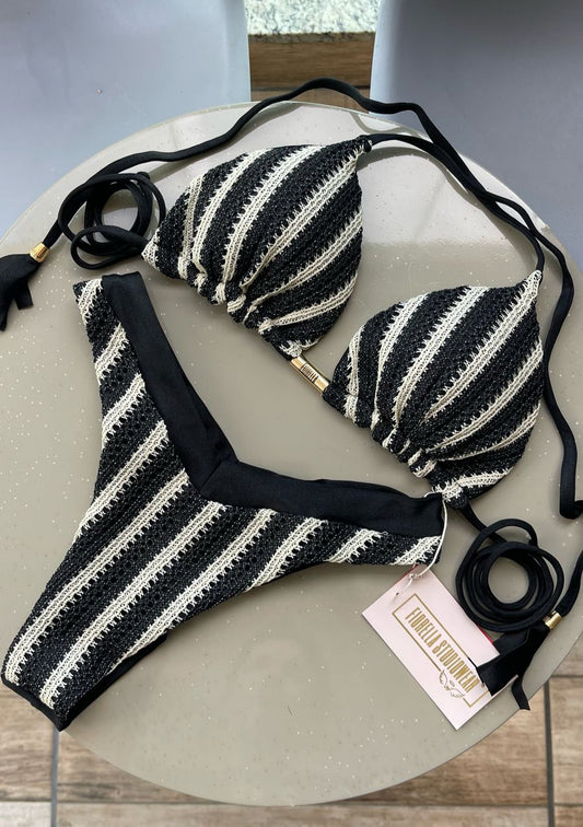 Biquini Genova Tricot Bali Preto/Nude
