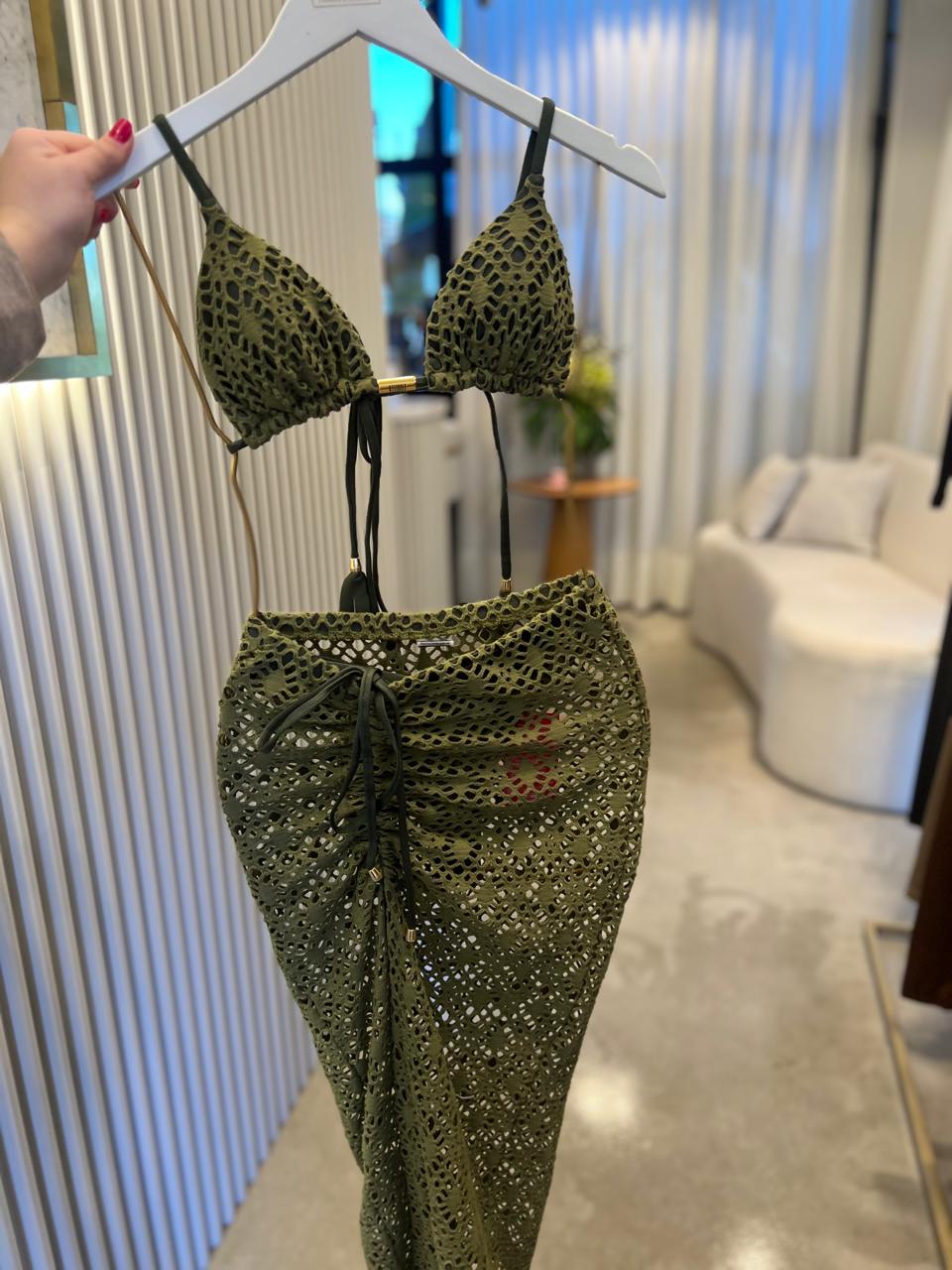 Saia Midi Coconut Verde Musgo