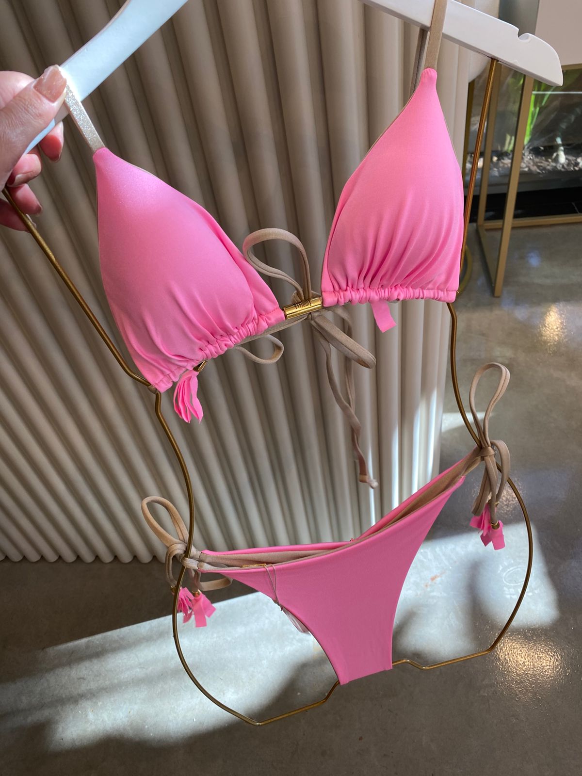 Biquini Elloah Glow Rosa Candy/Dourado