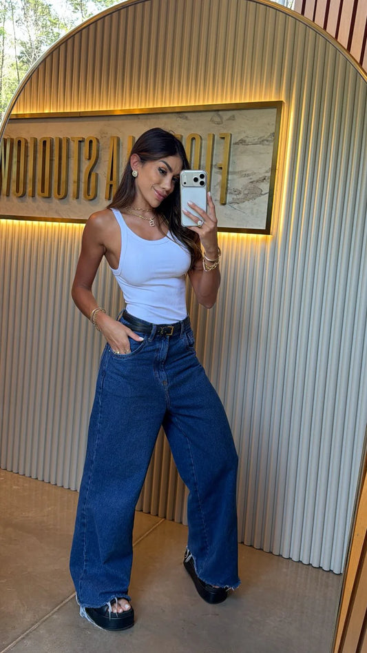 Regata Longa Canelada Branca