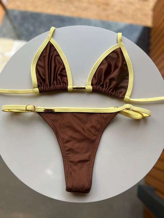 Biquini Anitta Glow Marrom/Amarelo Manteiga