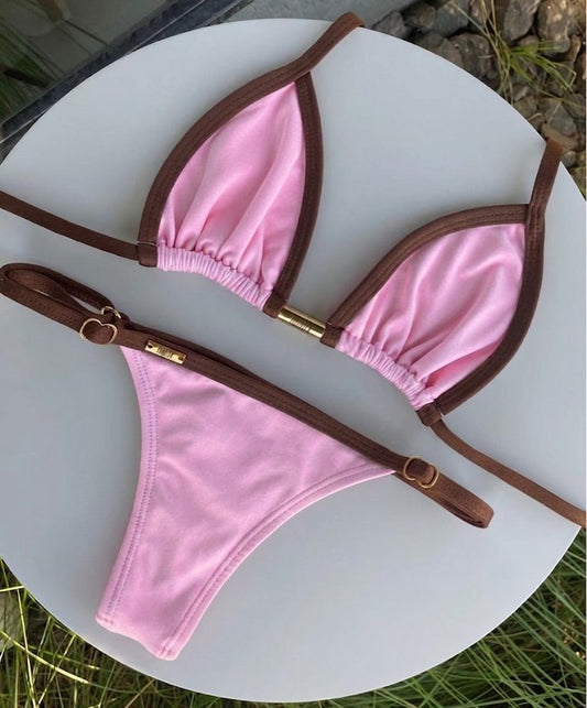 Biquini Anitta Glow Poliamida Rosa Candy/Marrom
