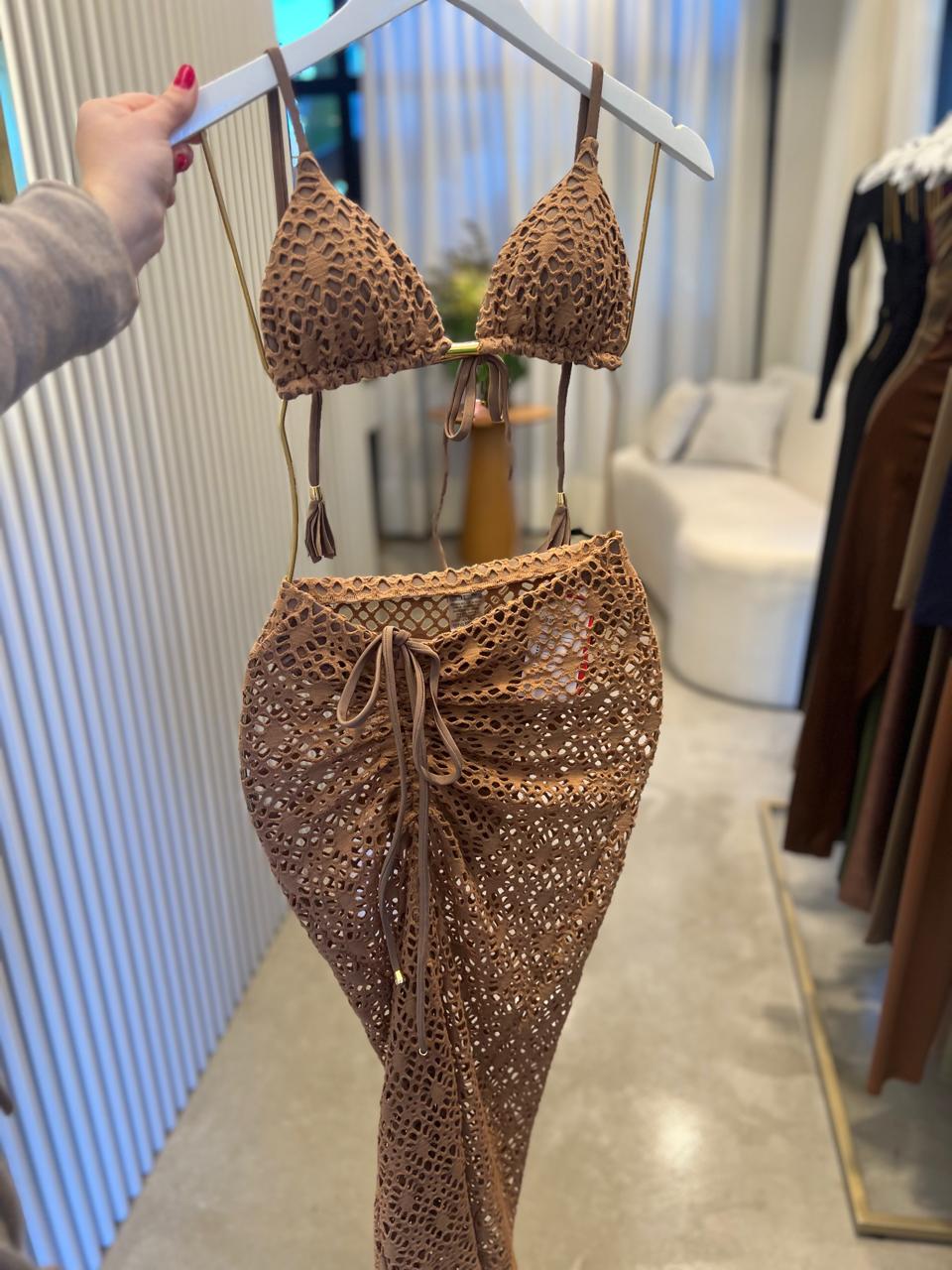 Saia Midi Coconut Azul Candy