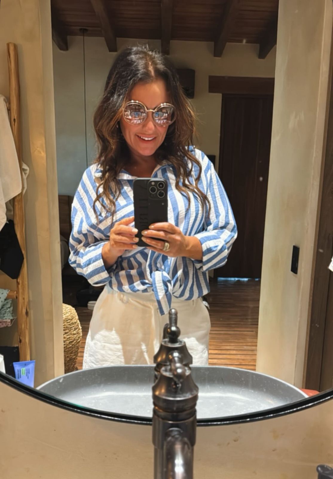 Camisa Mikonos Listrada Azul Jeans/Off White