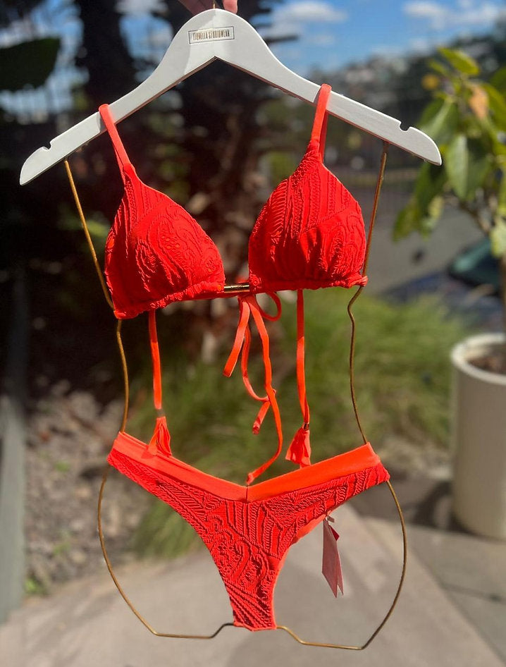 Biquini Genova Renda Laranja Neon
