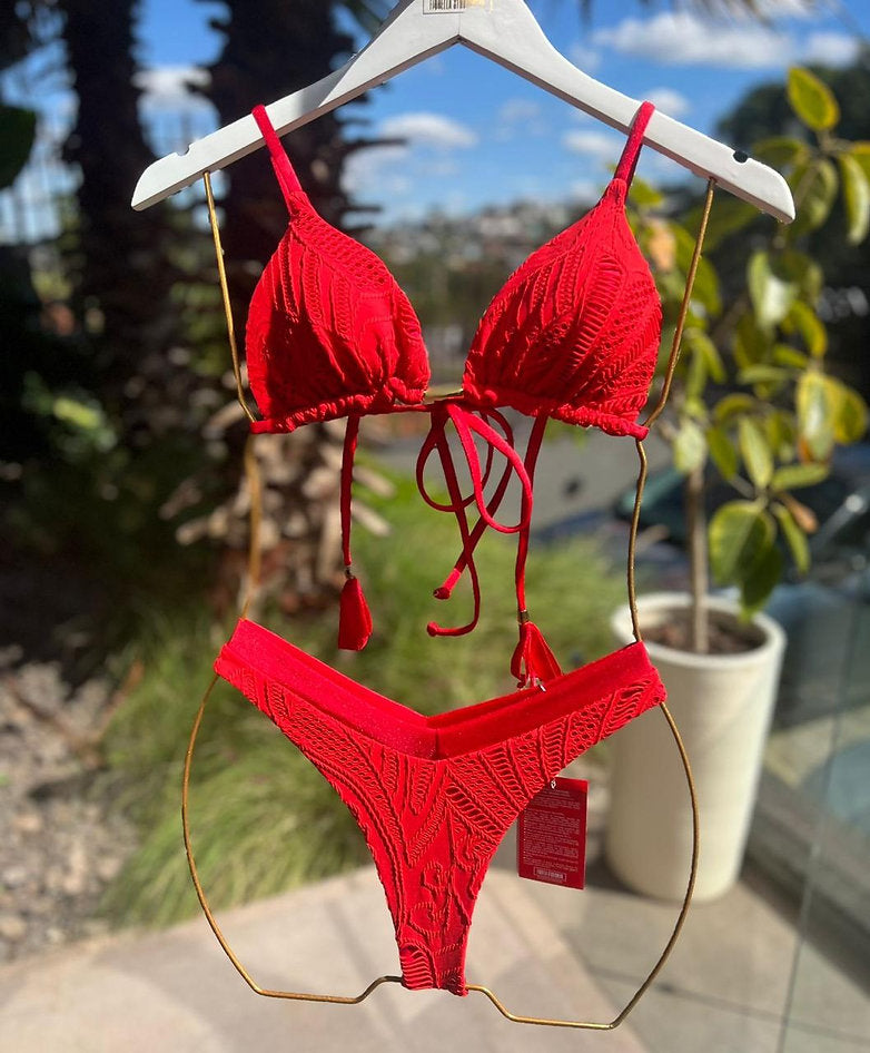 Biquini Genova Renda Vermelho