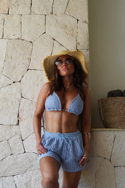 Shorts Crochê Tulum Azul Candy