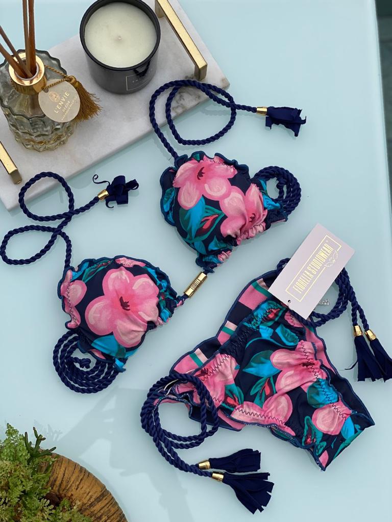 Biquini Ripple Bella Floral/Azul Marinho