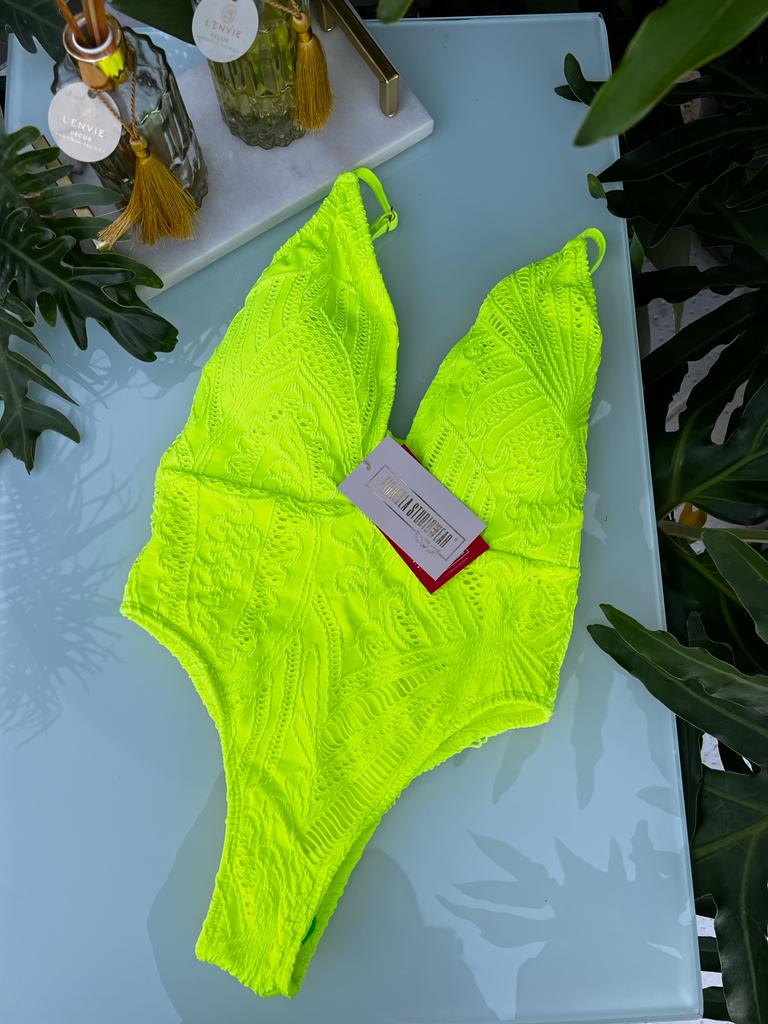 Body Fiorella Palloma Renda Amarelo Neon