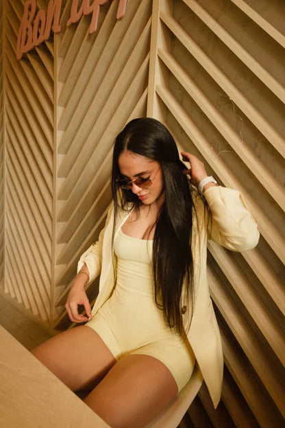 Macaquinho Serena Canelado Amarelo Manteiga