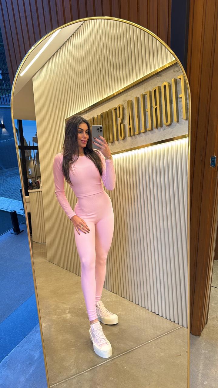 Cropped Fiorella Canelado Rosa Candy