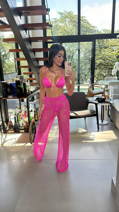 Calça Fiorella Manuela Lurex Pink