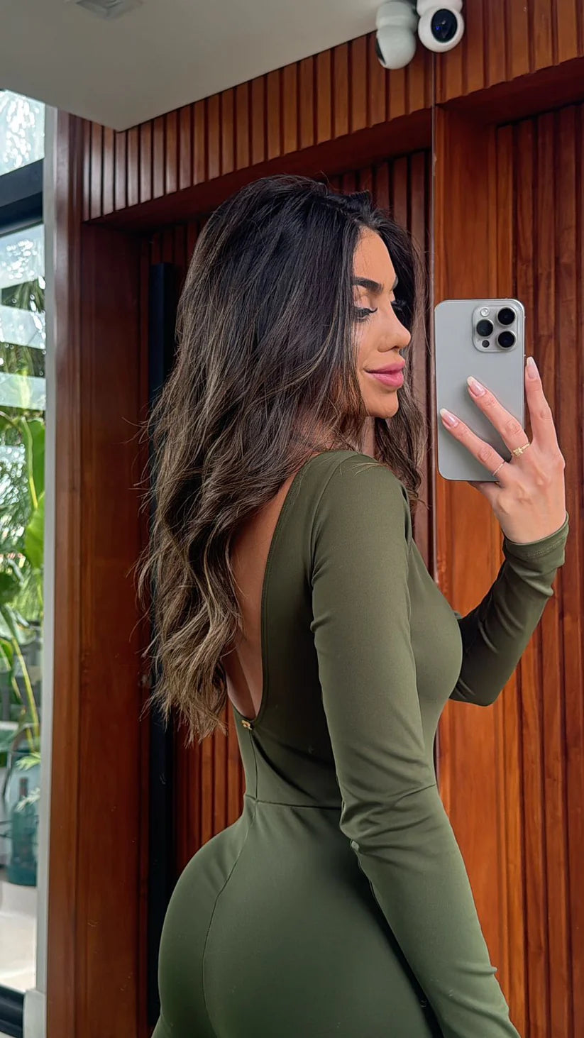 Macacão Renata Poliamida Verde Musgo