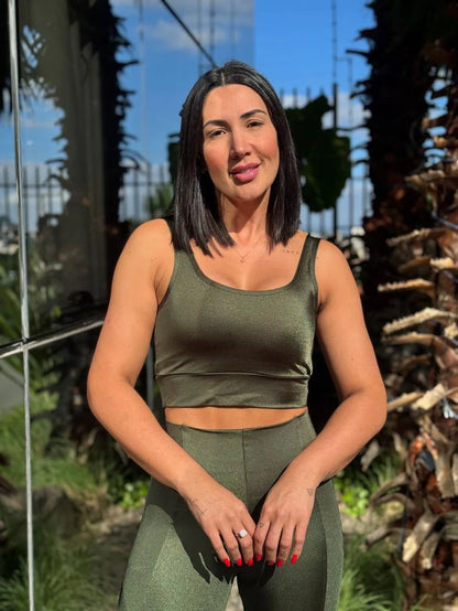 Top Fiorella Cirre Verde Musgo