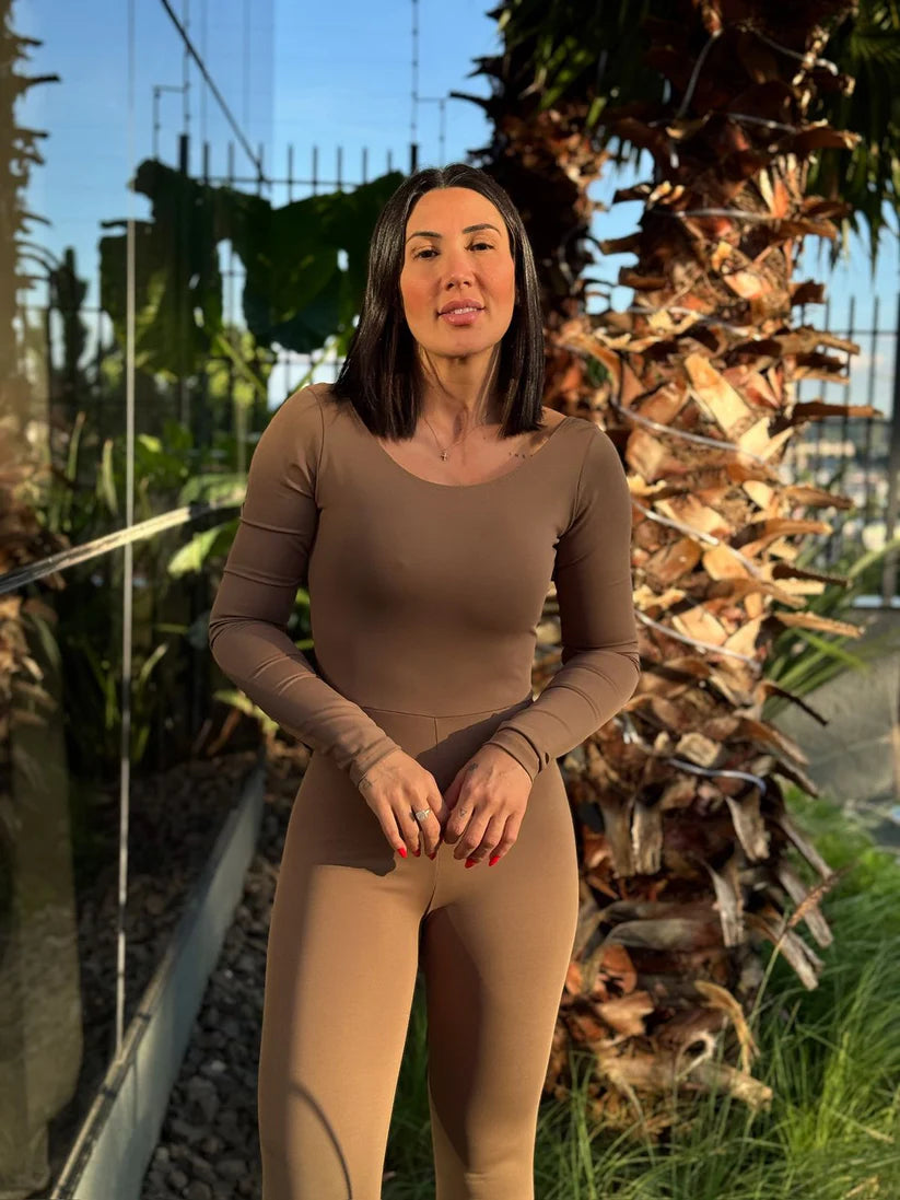 Macacão Renata Poliamida Mocca