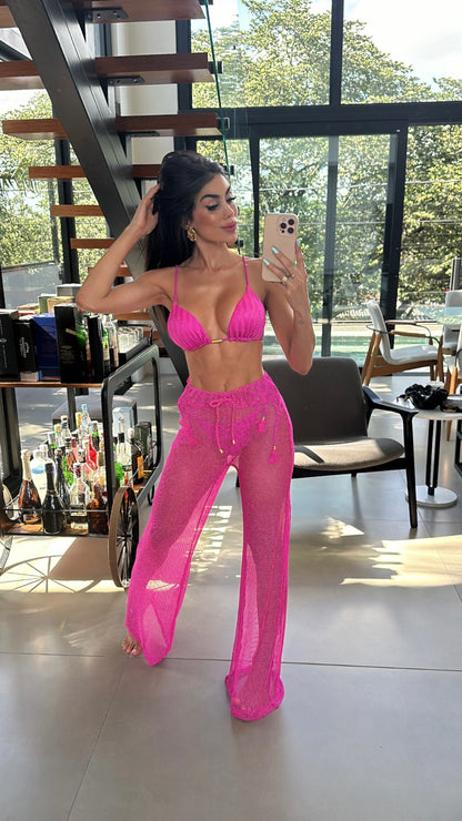 Calça Fiorella Manuela Lurex Pink