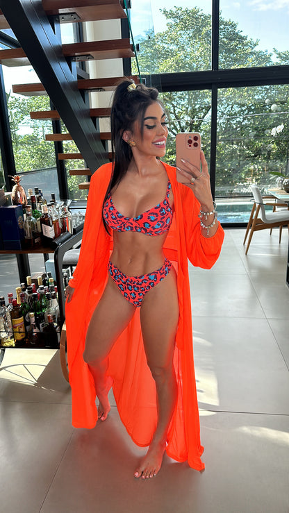 Saída de Praia Fiorella Blazer Laranja Neon