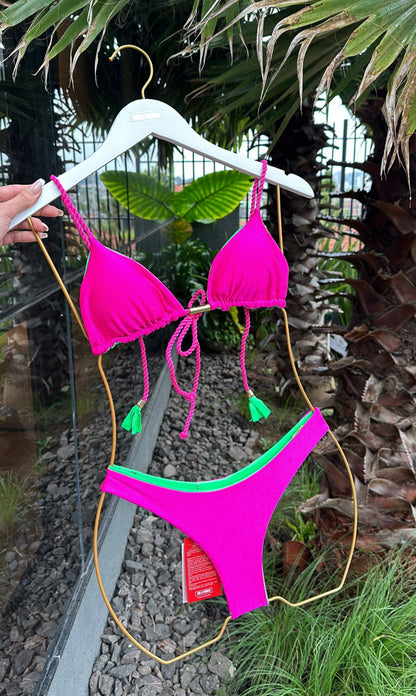 Biquíni Fiorella Camélia Glow Pink/Verde Lemon