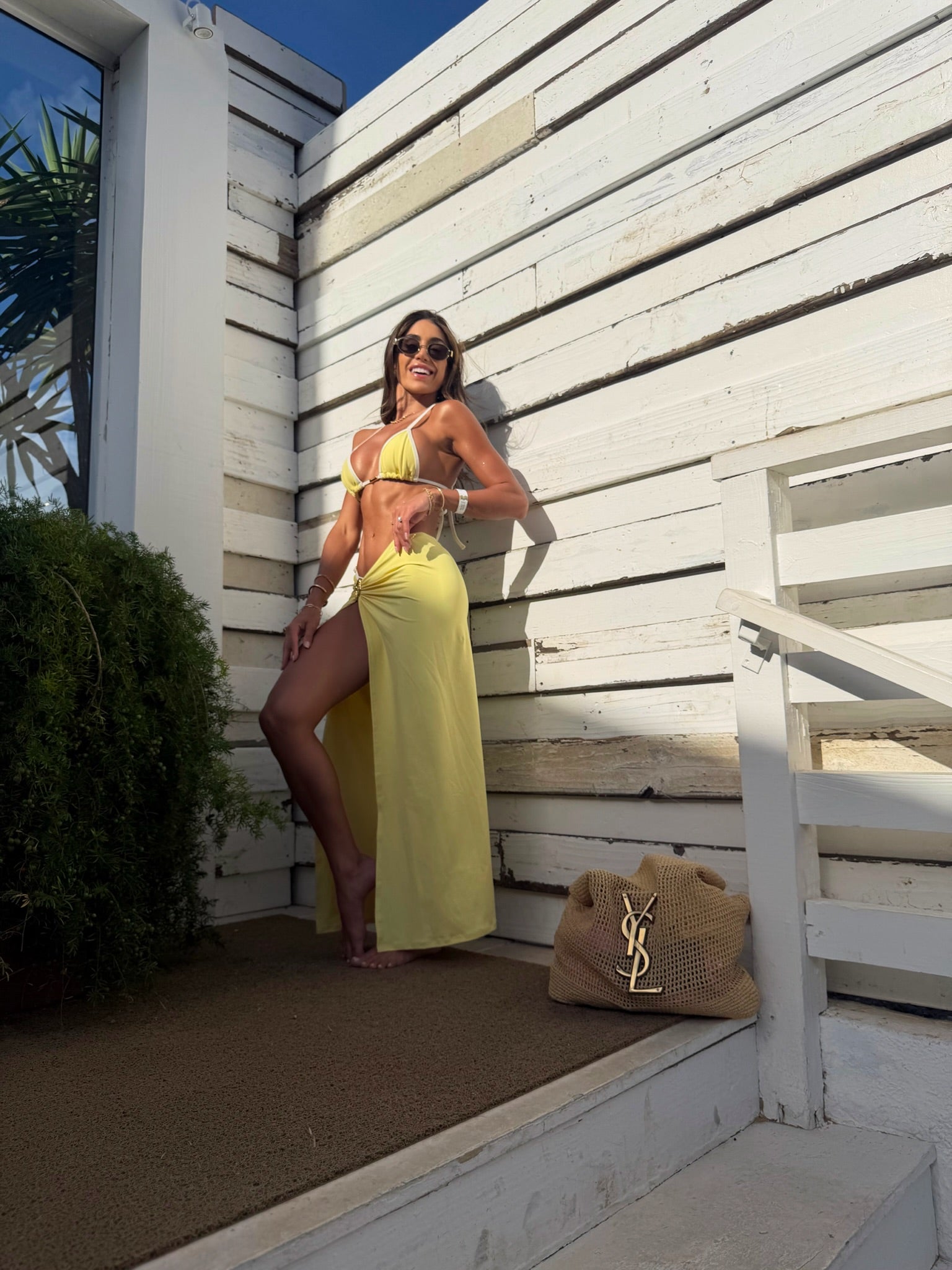 Biquini Anitta Poliamida Amarelo Manteiga/Off White