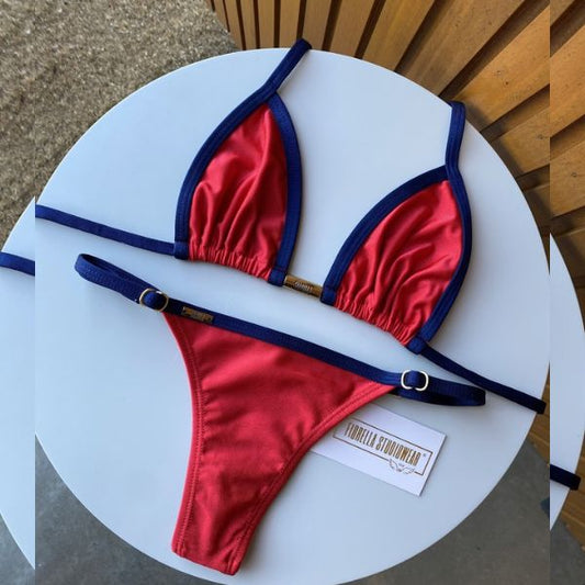 Biquini Anitta Glow Vermelho/Azul Marinho
