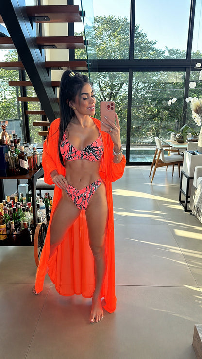 Saída de Praia Fiorella Blazer Laranja Neon