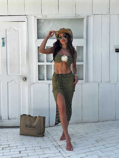 Saia Midi Coconut Verde Musgo