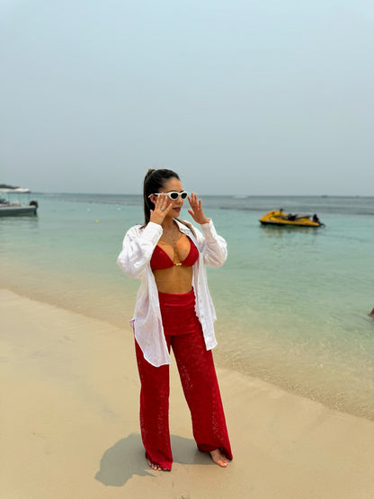 Calça Fiorella Renda Del Mare Cereja