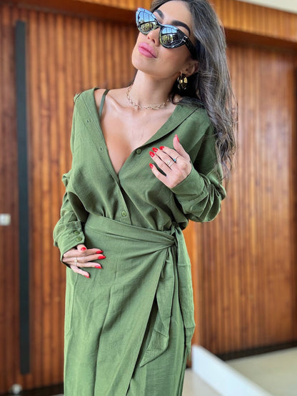 Camisa Fiorella Santorini Verde Musgo
