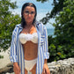 Camisa Mikonos Listrada Azul Jeans/Off White
