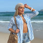 Camisa Mikonos Listrada Azul Candy/Off White