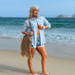 Camisa Mikonos Listrada Azul Candy/Off White
