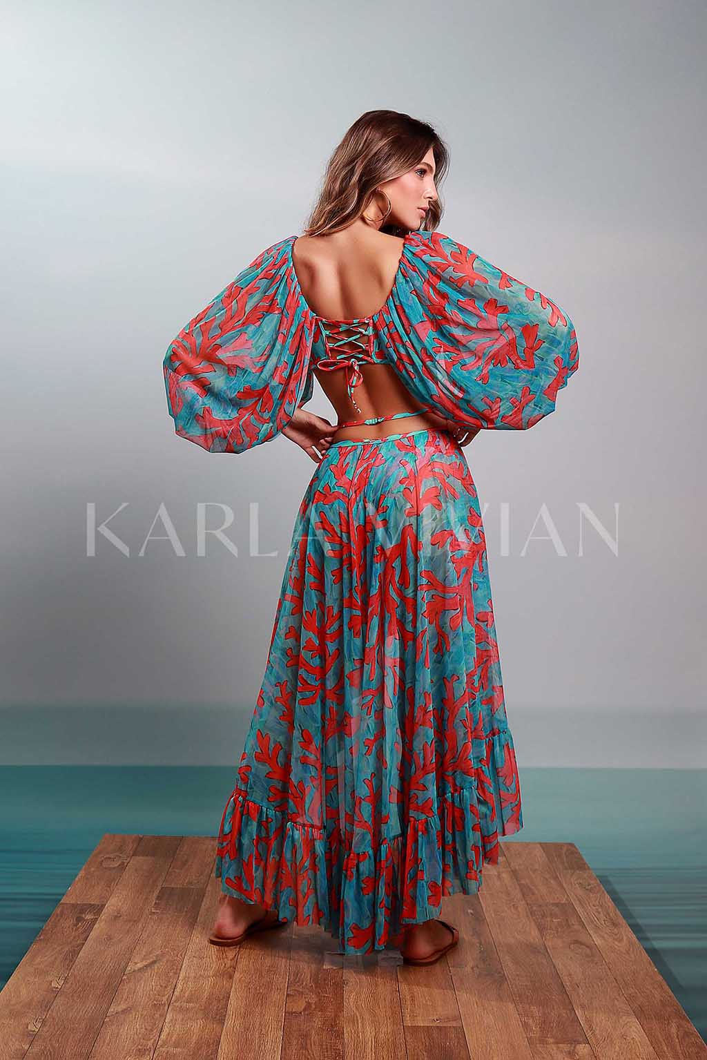 Saia Karla Vivian Plissada Tule Babado Algas