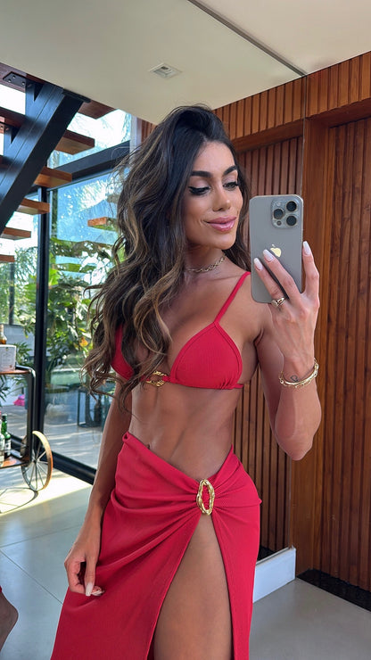 Biquini Makani Canelado Vermelho