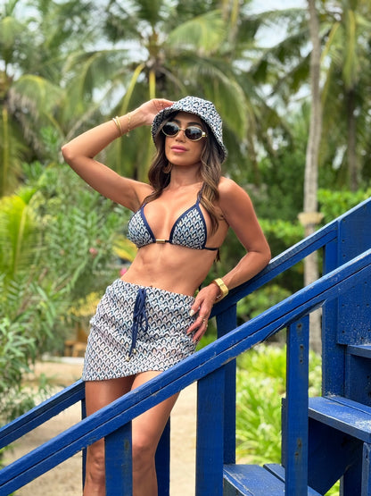 Mini Saia Tricot Cartagena Azul Marinho