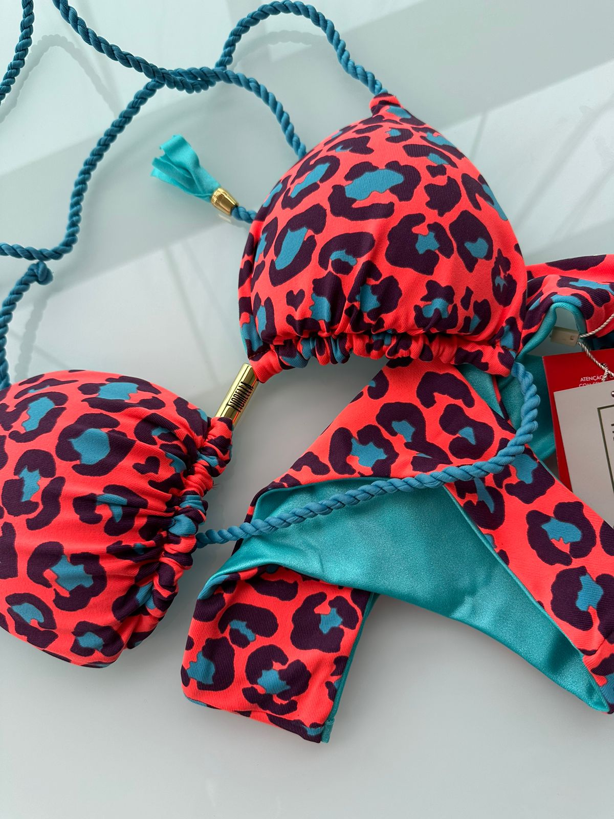 Biquíni Fiorella Camélia Animal Print Orange/Tiffany