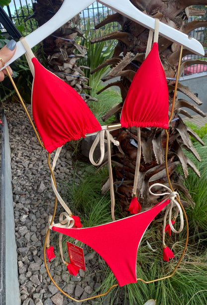 Biquini Elloah Glow Vermelho/Dourado