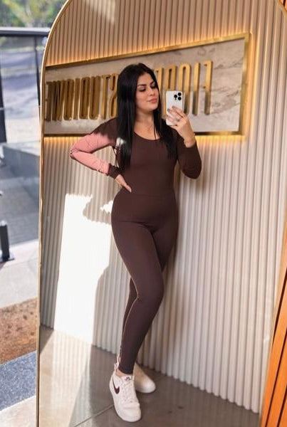 Macacão Renata Poliamida Marrom