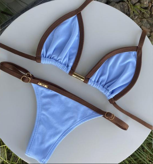 Biquini Anitta Poliamida Azul Candy/Marrom