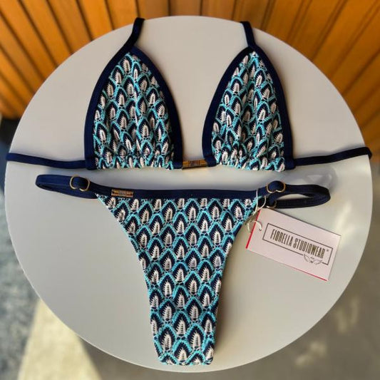 Biquini Anitta Tricot Cartagena Azul Marinho/Tiffany