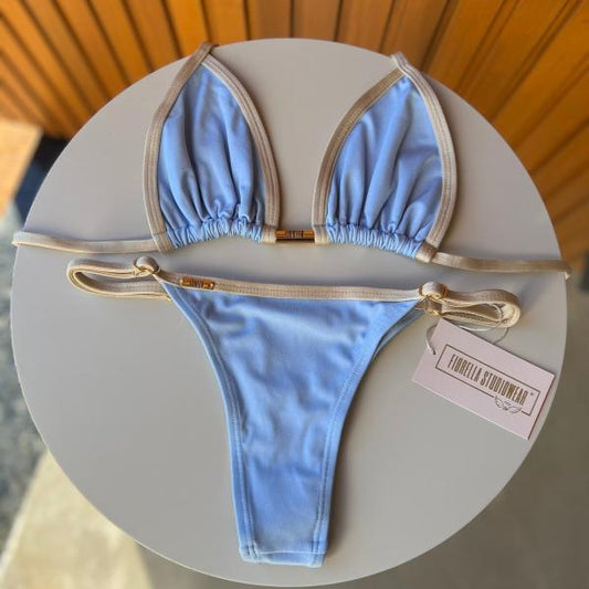 Biquini Anitta Glow Azul Candy/Dourado