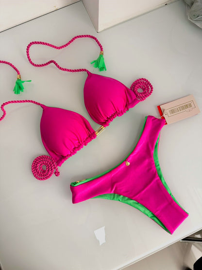 Biquíni Fiorella Camélia Glow Pink/Verde Lemon